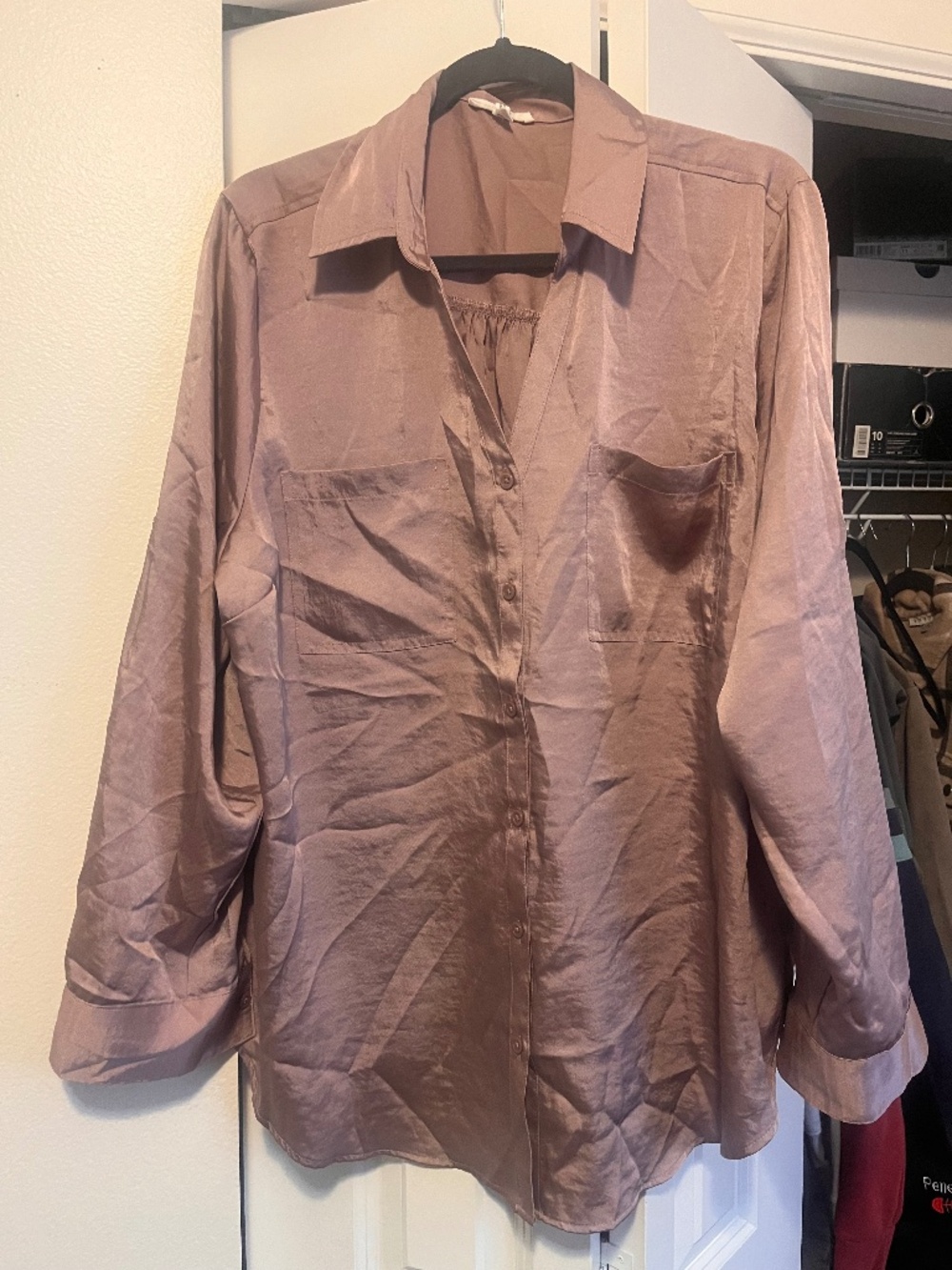 Maurice’s mauve blouse silky